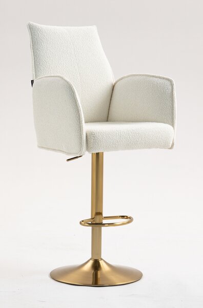 HR280W Krémszínű modern boucle szék arany lábbal