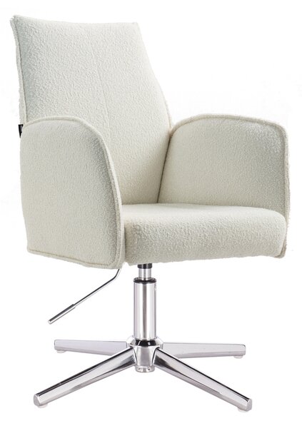 HR280CROSS Krémszínű modern boucle szék krómozott lábbal