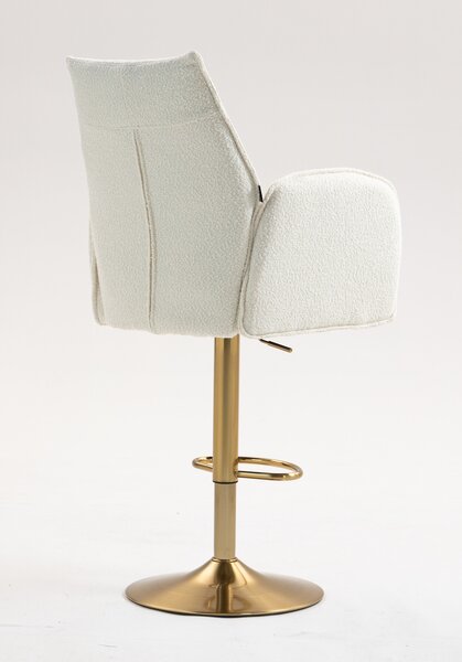 HR280W Krémszínű modern boucle szék arany lábbal