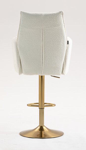 HR280W Krémszínű modern boucle szék arany lábbal