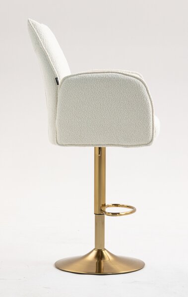 HR280W Krémszínű modern boucle szék arany lábbal