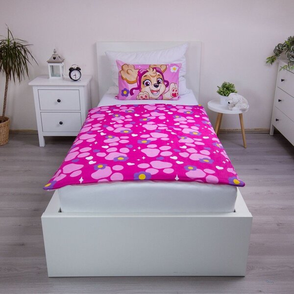 Rózsaszín pamut gyerek ágyneműhuzat babaágyhoz 100x135 cm Paw Patrol "Pawsome friendships grow" – Jerry Fabrics