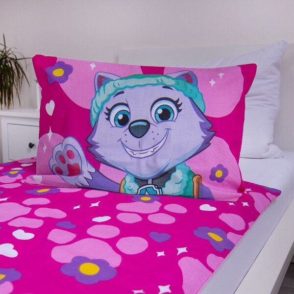 Rózsaszín pamut gyerek ágyneműhuzat babaágyhoz 100x135 cm Paw Patrol "Pawsome friendships grow" – Jerry Fabrics