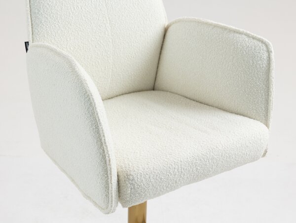 HR280KW Krémszínű modern boucle szék arany lábbal