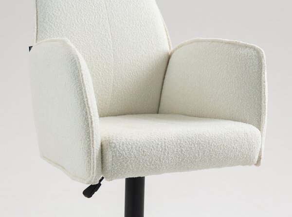 HR280KW Krémszínű modern boucle szék fekete lábbal