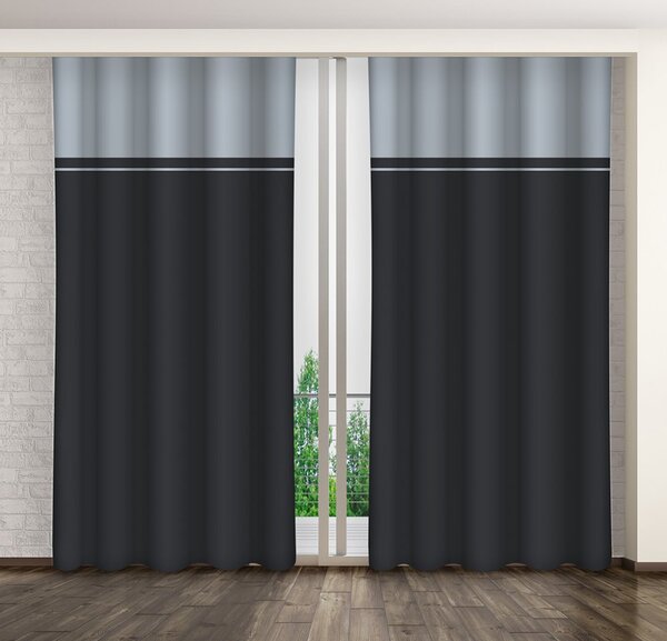 Dekoratív szürke függöny hálószobai fogóhoz Hossz: 270 cm
