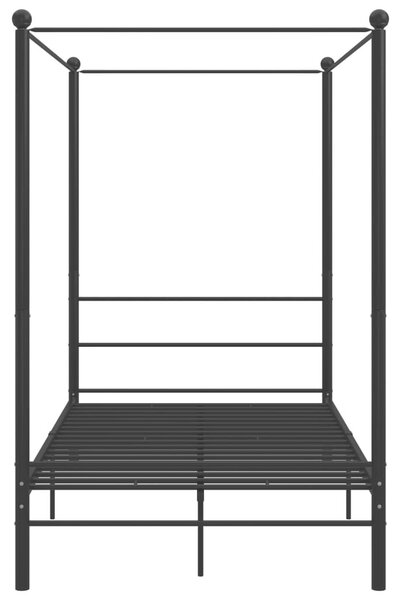 Fém Baldachinos Ágykeret - Fekete - 140x200 cm
