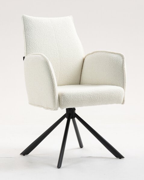 HR280 CSILLAGLÁB Krémszínű modern boucle szék fekete lábbal