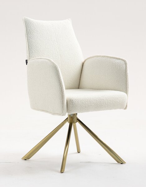 HR280 CSILLAGLÁB Krémszínű modern boucle szék arany lábbal