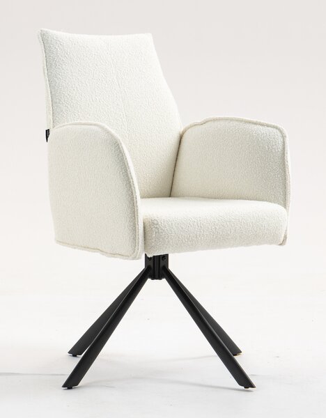HR280 CSILLAGLÁB Krémszínű modern boucle szék fekete lábbal
