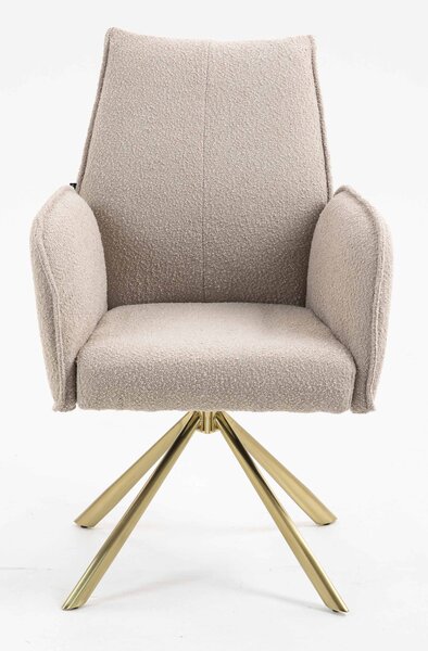 HR280 CSILLAGLÁB Latte modern boucle szék arany lábbal