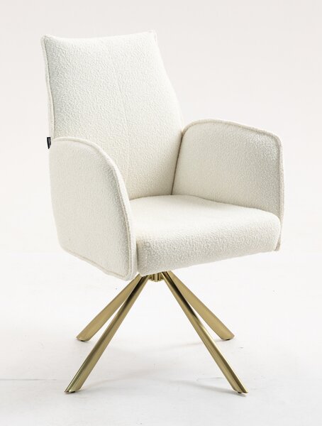 HR280 CSILLAGLÁB Krémszínű modern boucle szék arany lábbal