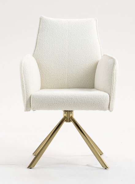 HR280 CSILLAGLÁB Krémszínű modern boucle szék arany lábbal