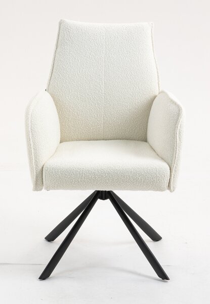 HR280 CSILLAGLÁB Krémszínű modern boucle szék fekete lábbal