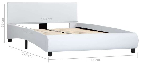 Fehér led-es műbőr ágykeret 140 x 200 cm