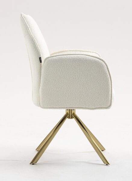 HR280 CSILLAGLÁB Krémszínű modern boucle szék arany lábbal