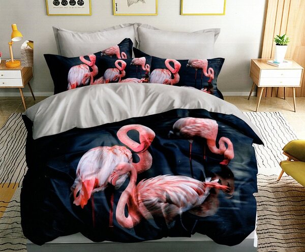 Egzotikus ágynemű flamingó motívummal 3 rész: 1db 160 cmx200 + 2db 70 cmx80