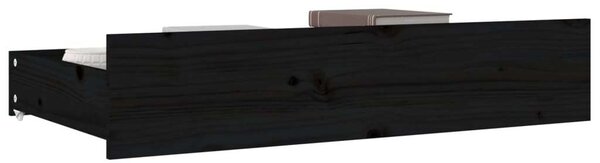 4 db Fekete Tömör Fenyőfa Ágyneműtartó Fiók - 95x57x18 cm