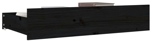 4 db Fekete Tömör Fenyőfa Ágyneműtartó Fiók - 95x57x18 cm