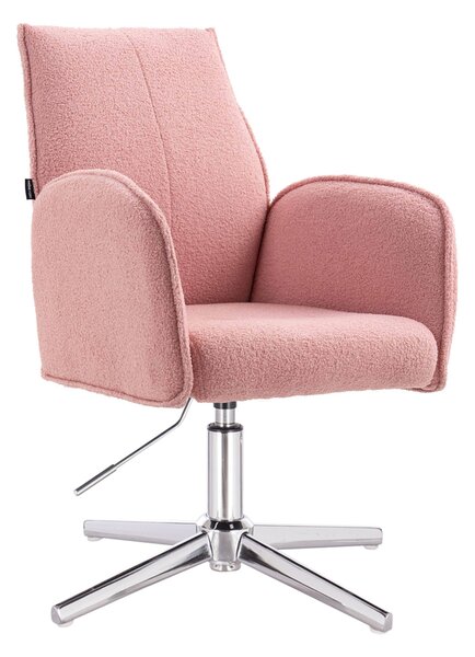 HR280CROSS Púder Rózsaszín modern boucle szék krómozott lábbal