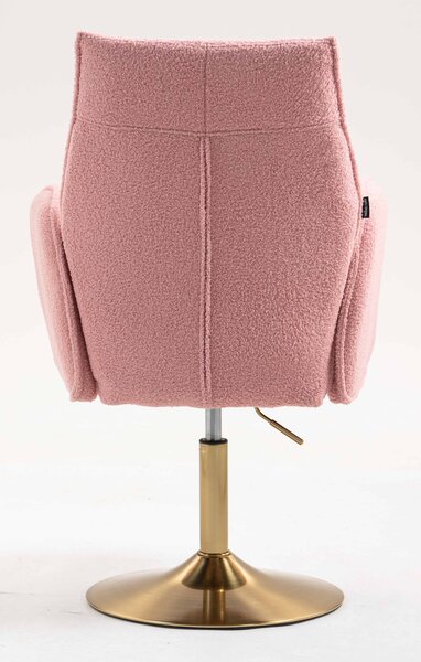 HR280N Púder Rózsaszín modern boucle szék arany lábbal