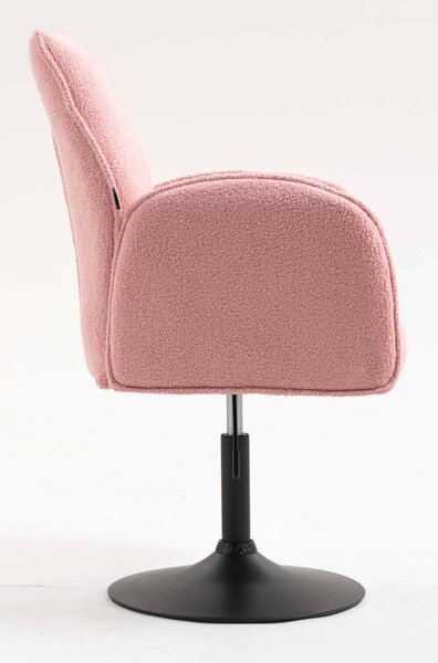 HR280N Púder Rózsaszín modern boucle szék fekete lábbal