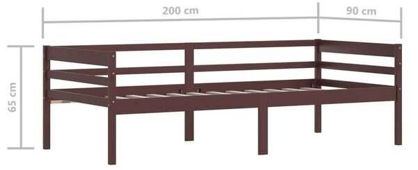 Fenyőfa Ágykeret - Sötétbarna - 90x200 cm