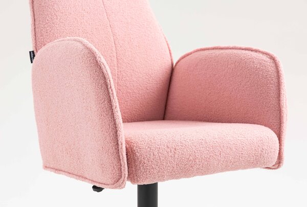 HR280W Púder Rózsaszín modern boucle szék fekete lábbal