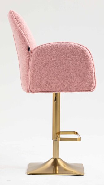 HR280KW Púder Rózsaszín modern boucle szék arany lábbal