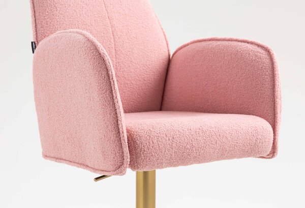 HR280W Púder Rózsaszín modern boucle szék arany lábbal