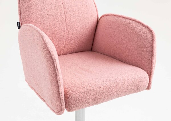 HR280W Púder Rózsaszín modern boucle szék krómozott lábbal