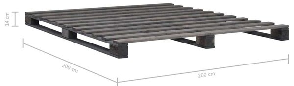 Raklapágy - Tömörfenyő - Szürke - 200x200 cm