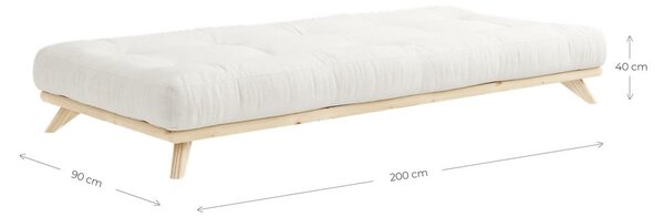 Borovi fenyő egyszemélyes ágy ágyráccsal 90x200 cm Senza – Karup Design