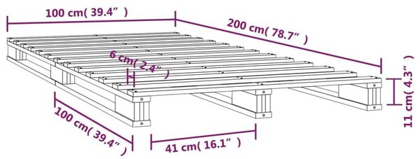 VIDAXL - Fehér Tömör Fenyőfa Ágykeret - 100x200 cm