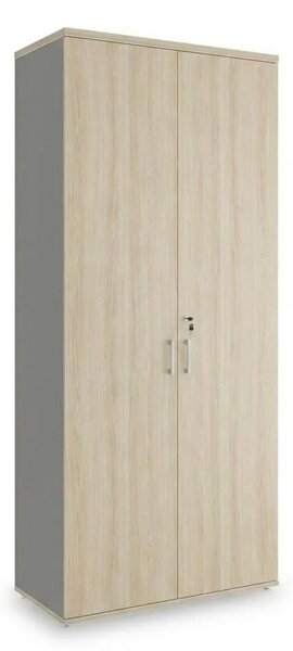 SimpleOffice magas szekrény 80 x 40 x 180 cm, világos tölgy / szürke