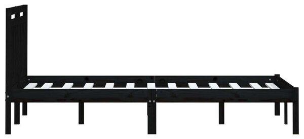 VIDAXL - Fekete Tömör Fenyőfa Ágykeret - 200x200 cm