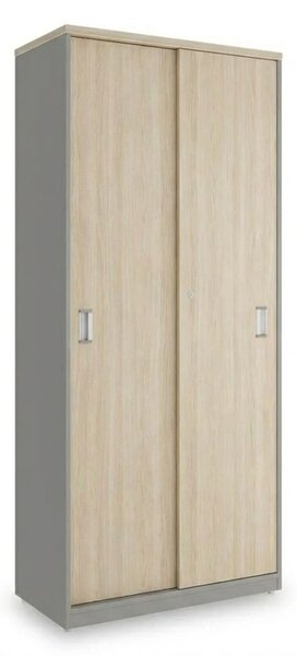 SimpleOffice magas szekrény 80 x 40 x 180 cm, világos tölgy / szürke
