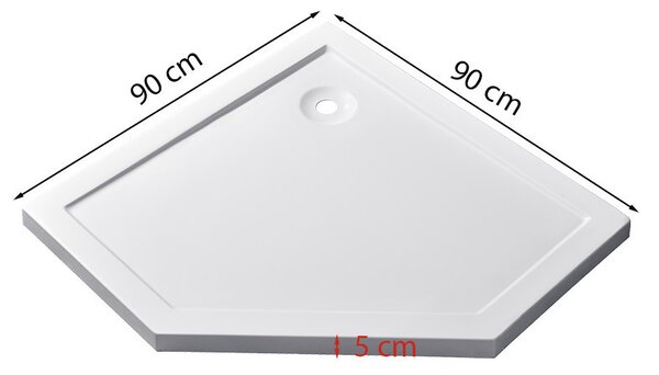 Modena Slim ötszögletű alacsony akril zuhanytálca 90x90 cm
