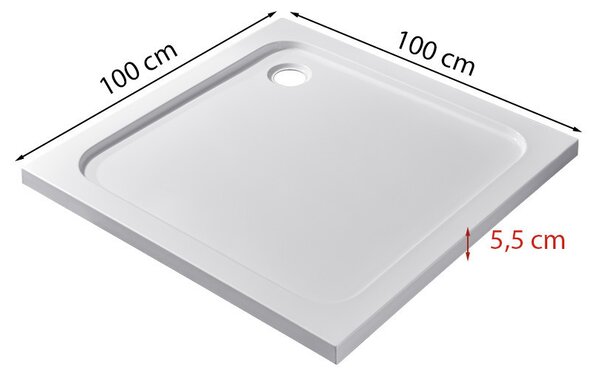 Modena Slim szögletes alacsony akril zuhanytálca 100x100 cm