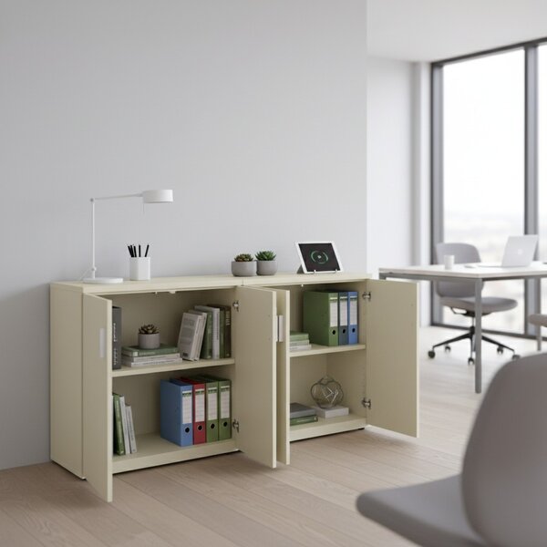 SimpleOffice alacsony szekrény 80 x 40 x 80 cm, fehér