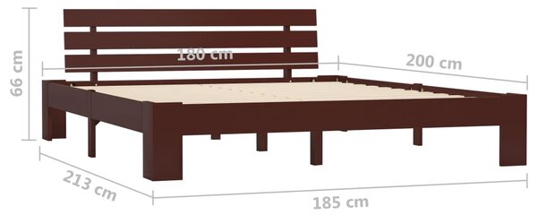 Fenyőfa Ágykeret - 180x200 cm - Sötétbarna