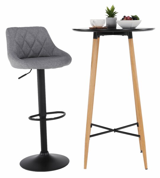 KONDELA Bárasztal, fekete/tölgy, átmérő 60 cm, IMAM