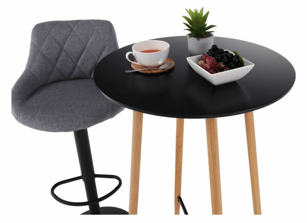 KONDELA Bárasztal, fekete/tölgy, átmérő 60 cm, IMAM