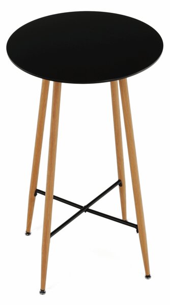 KONDELA Bárasztal, fekete/tölgy, átmérő 60 cm, IMAM