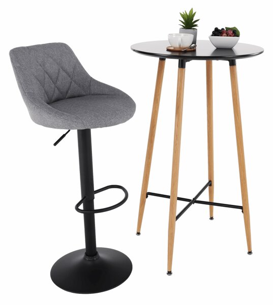 KONDELA Bárasztal, fekete/tölgy, átmérő 60 cm, IMAM