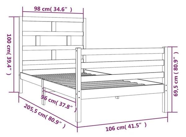 Fenyőfa Ágykeret - Modern Design - 100x200 cm