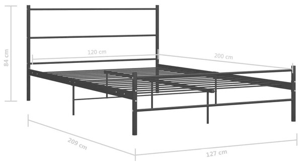Fém Ágykeret - Fekete - 120x200 cm