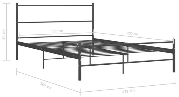 Fém Ágykeret - Fekete - 120x200 cm