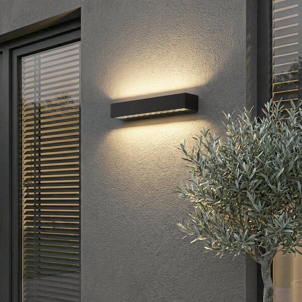 Ipari kültéri fali lámpa fekete 38 cm LED-del IP65 - Hannah