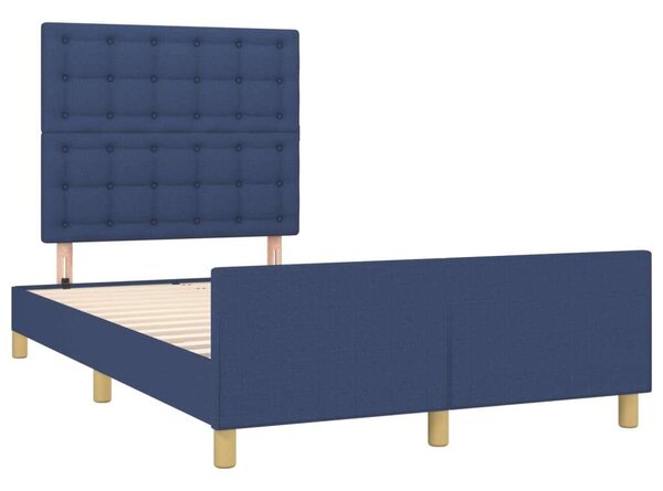 VIDAXL Kék Szövet Ágykeret Fejtámlával - 120x200 cm